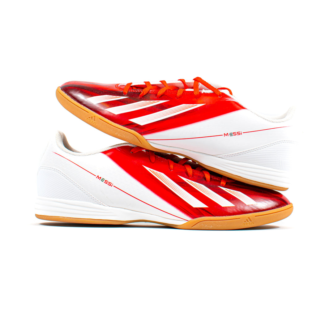 Adidas F10 Messi Adizero Red White Indoor Classic Soccer Cleats Adidas F10 Messi Adizero Red White Indoor Classic Soccer Cleats