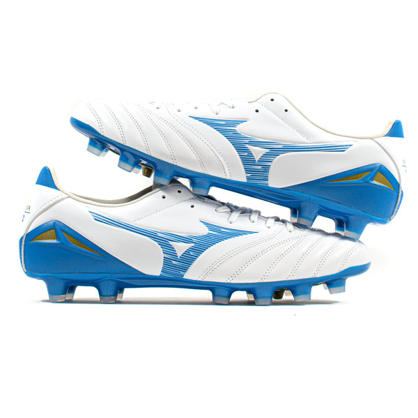Mizuno Morelia Neo IV Pro MD White Blue FG – Classic Soccer Cleats