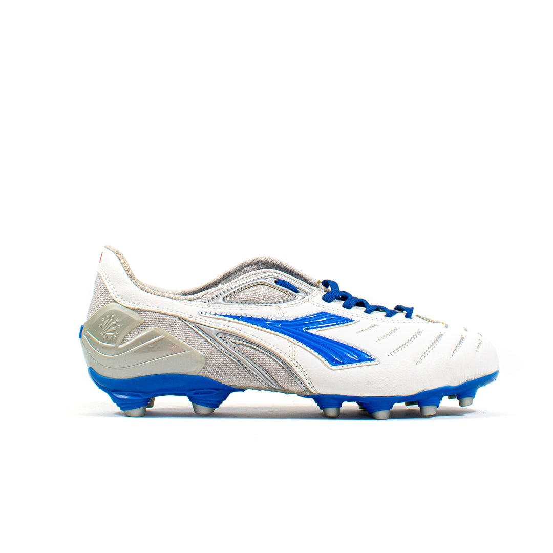 Diadora Maracana White Blue FG – Classic Soccer Cleats