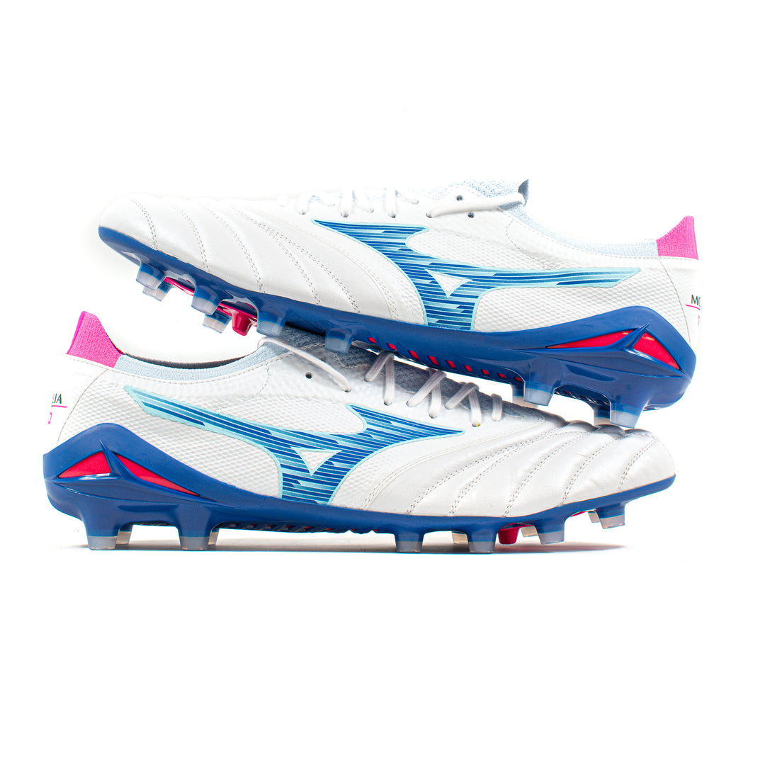 Mizuno Morelia Neo Beta Elite White Blue FG – Classic Soccer Cleats