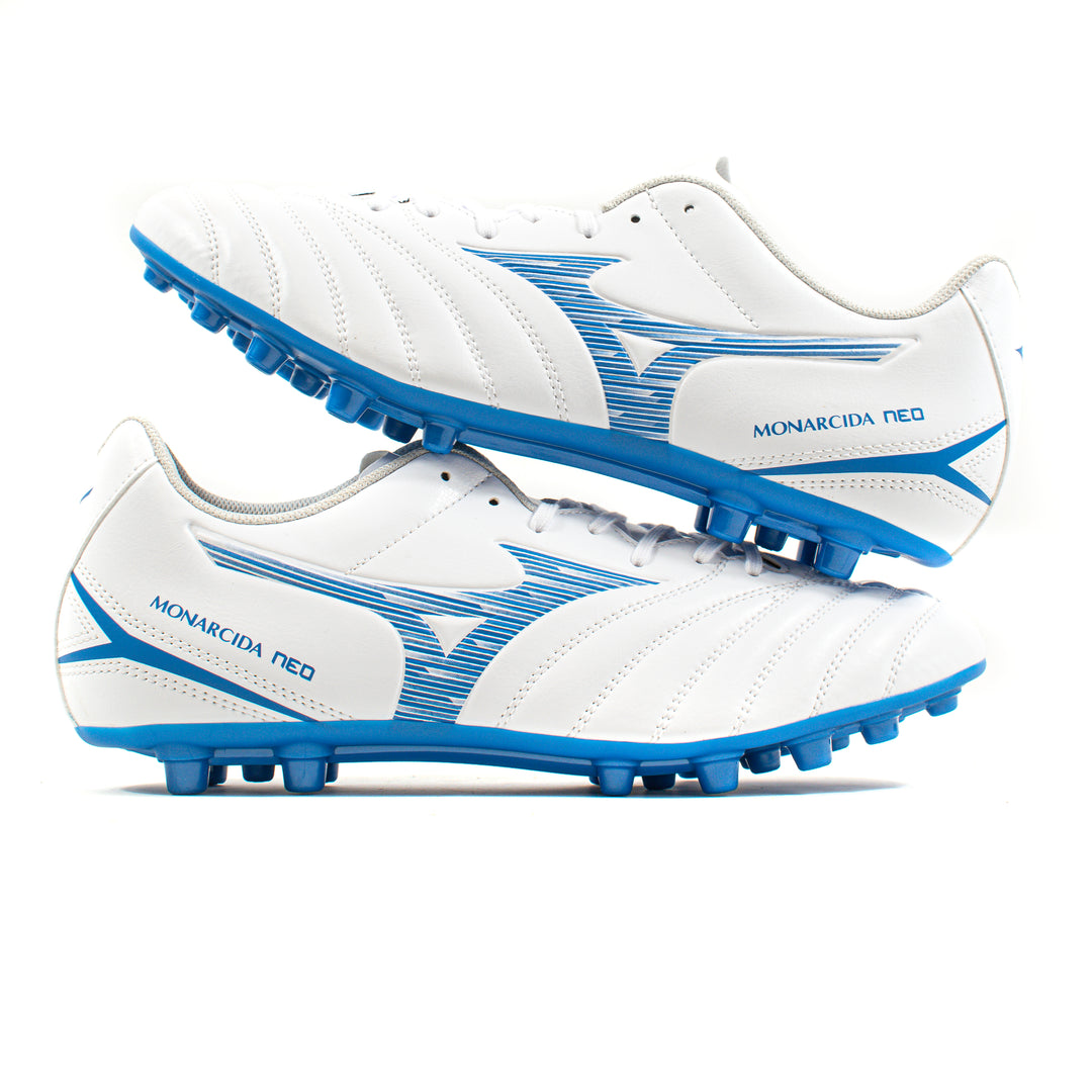Mizuno Monarcida Neo Select III White Blue AG – Classic Soccer Cleats