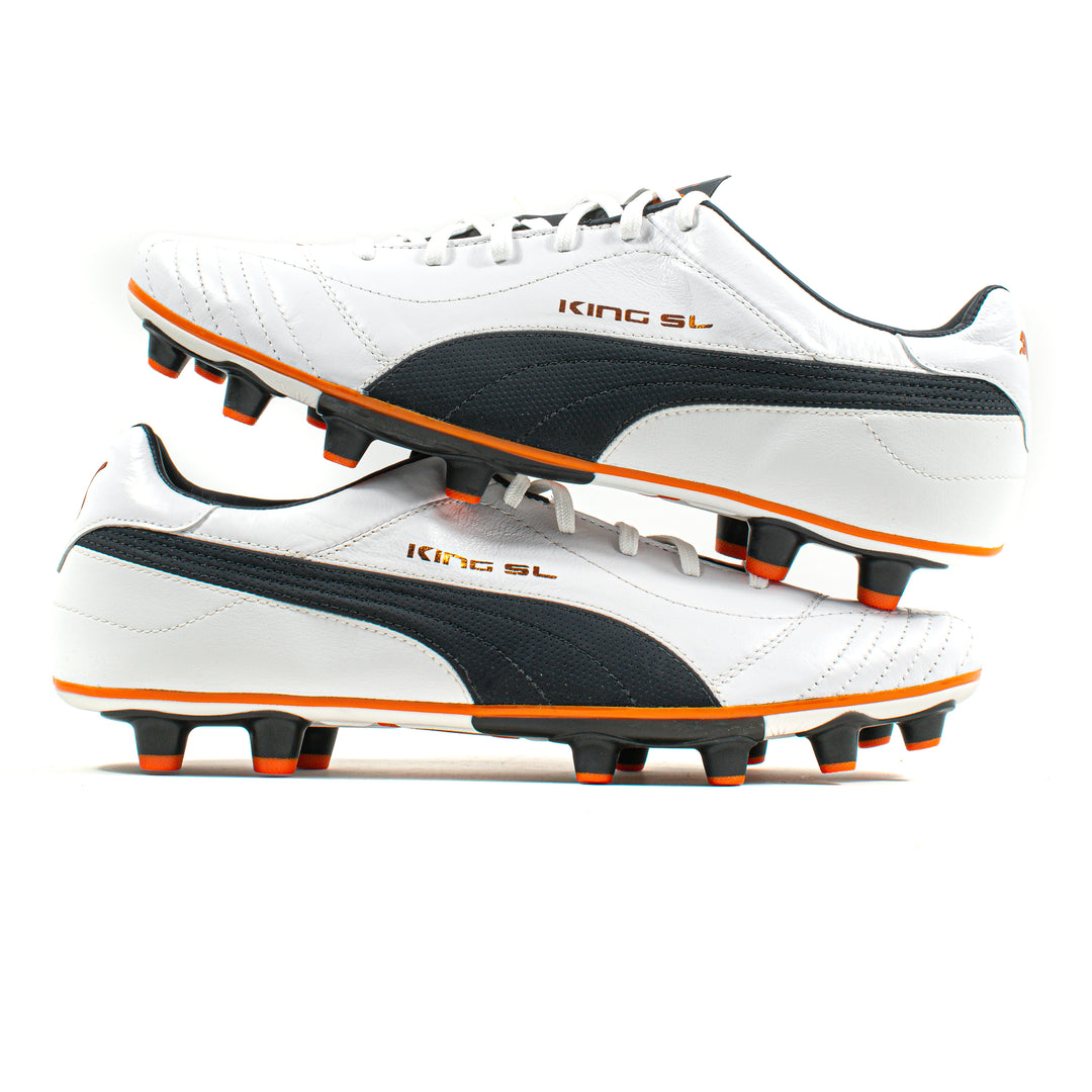 Puma King Finale SL Leather White Blue FG – Classic Soccer Cleats