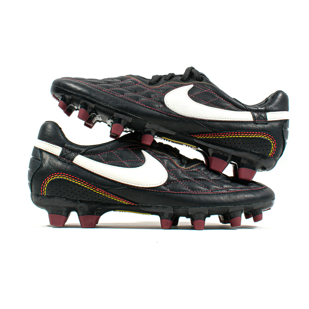 Nike Tiempo Ronaldinho Dois Black Maroon FG – Classic Soccer Cleats