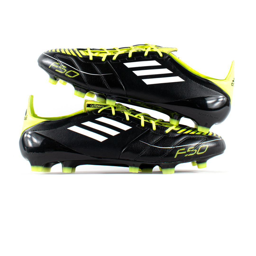Adidas F50 Adizero Leather Black Green FG Classic Soccer Cleats Adidas F50 Adizero Leather Black Green FG Classic Soccer Cleats